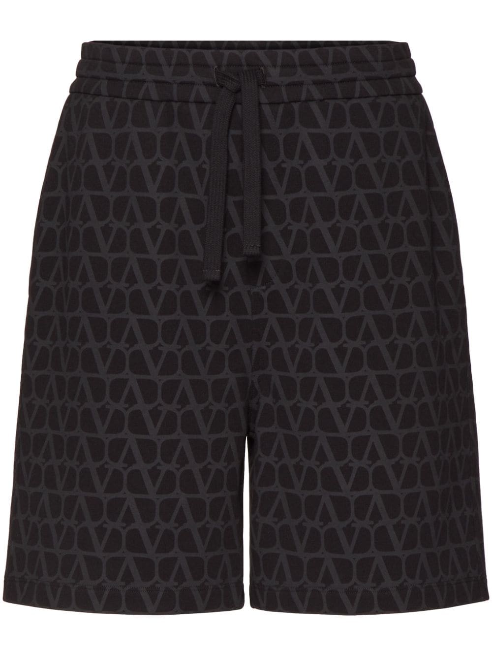 VALENTINO GARAVANI Men's Black Iconographic Sweatshorts for SS24 Season