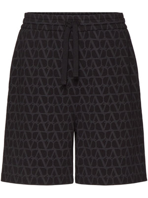 VALENTINO GARAVANI Men's Black Iconographic Sweatshorts for SS24 Season