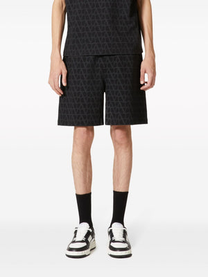 VALENTINO GARAVANI Men's Black Iconographic Sweatshorts for SS24 Season