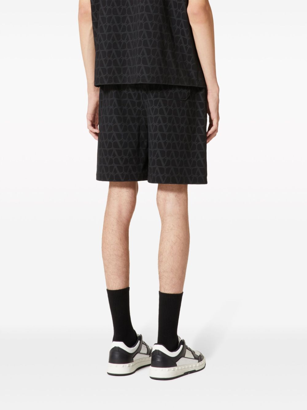 VALENTINO GARAVANI Men's Black Iconographic Sweatshorts for SS24 Season