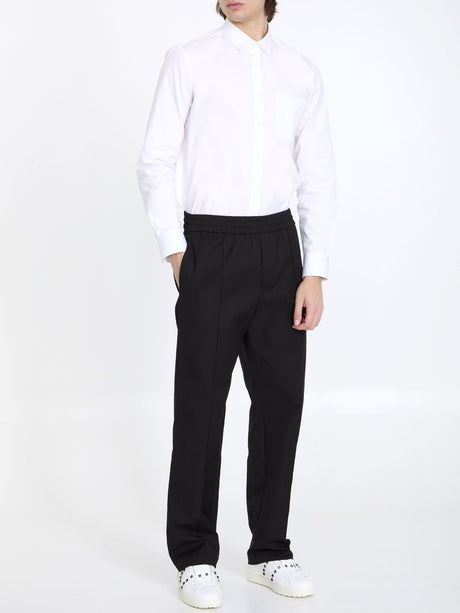 VALENTINO Men's V-Detail Stretch Cotton Trousers in Nero for SS24