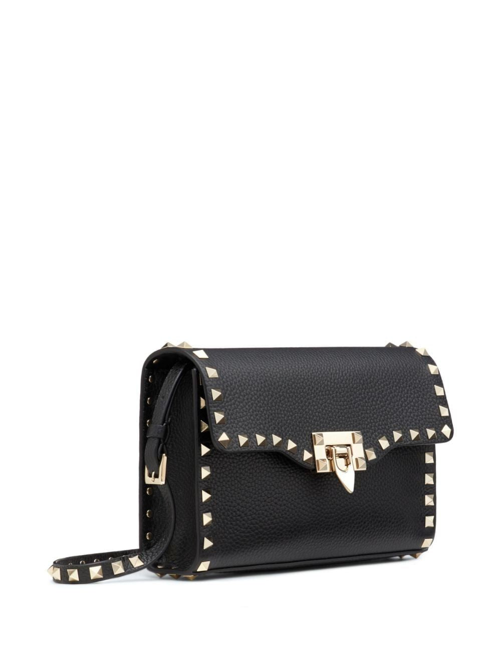 VALENTINO Chic Small Rockstud Black Leather Crossbody Bag for Women