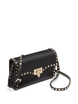 VALENTINO Chic Small Rockstud Black Leather Crossbody Bag for Women