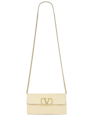 VALENTINO Elegant V-Logo Signature Wallet on Chain for Women in Natsahbeig