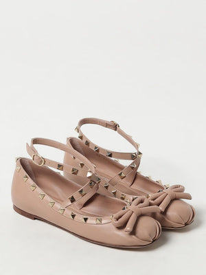 Giày Búp Bê Màu Hồng Valentino Rockstud Dành Cho Nữ