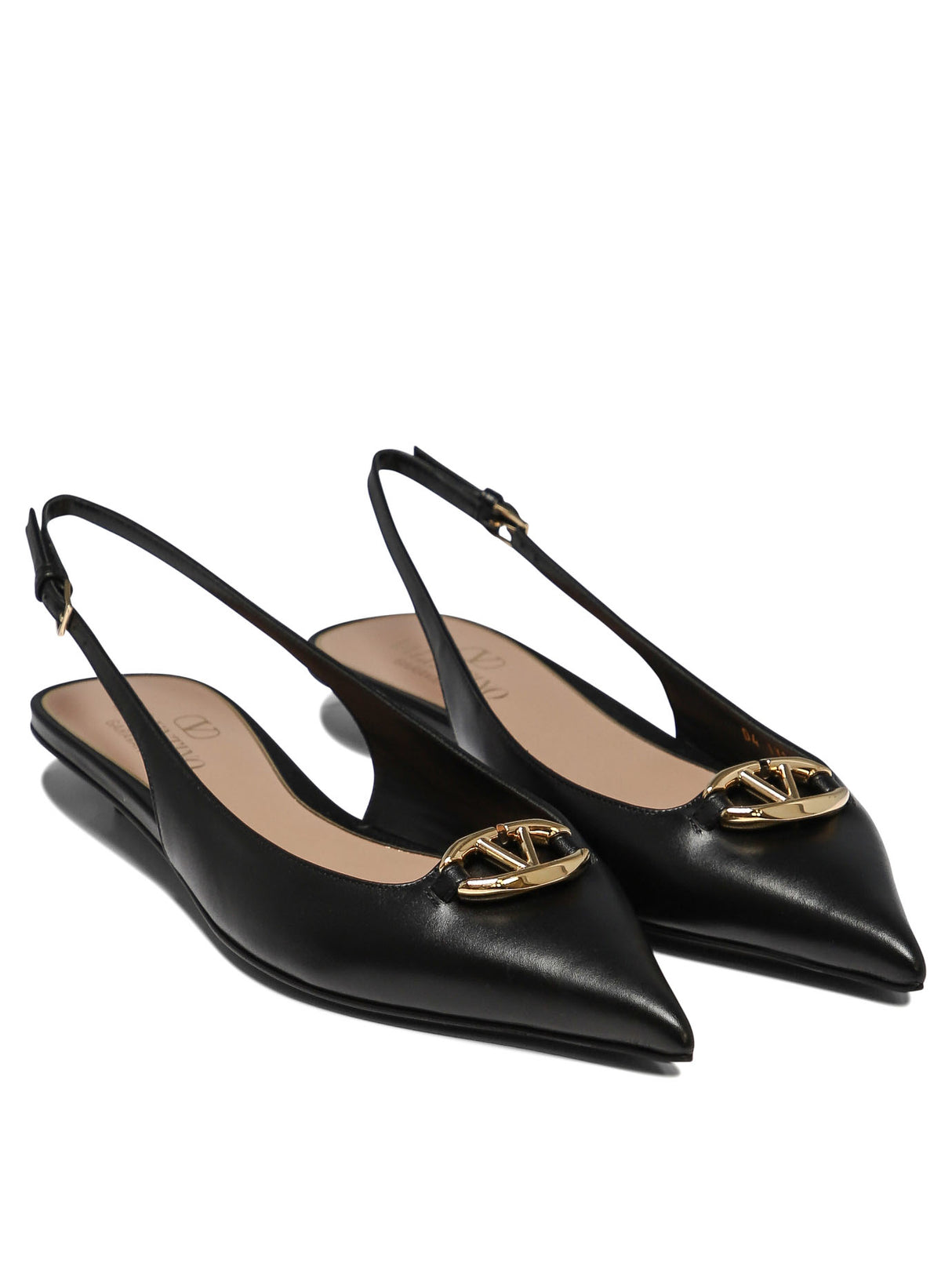 VALENTINO GARAVANI Black Leather Slingback Ballet Flats for Women - SS24 Collection