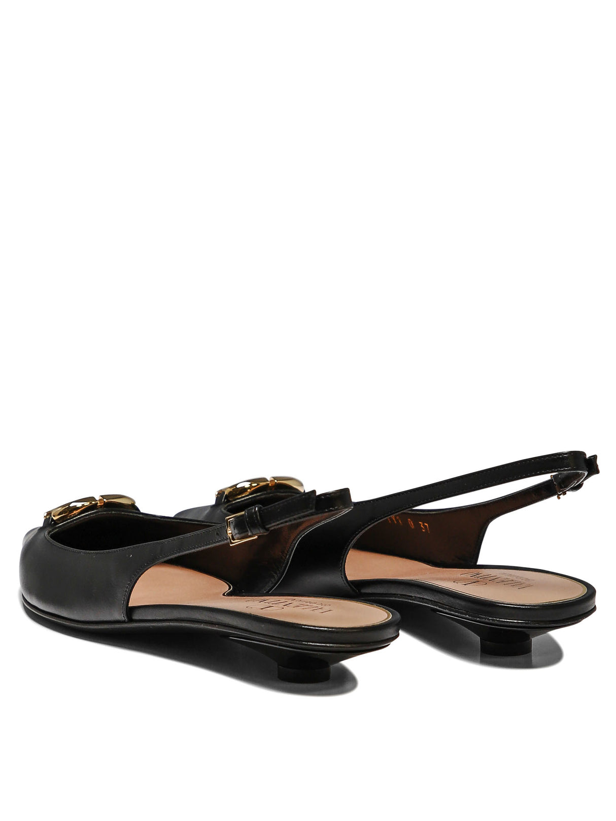 VALENTINO GARAVANI Black Leather Slingback Ballet Flats for Women - SS24 Collection