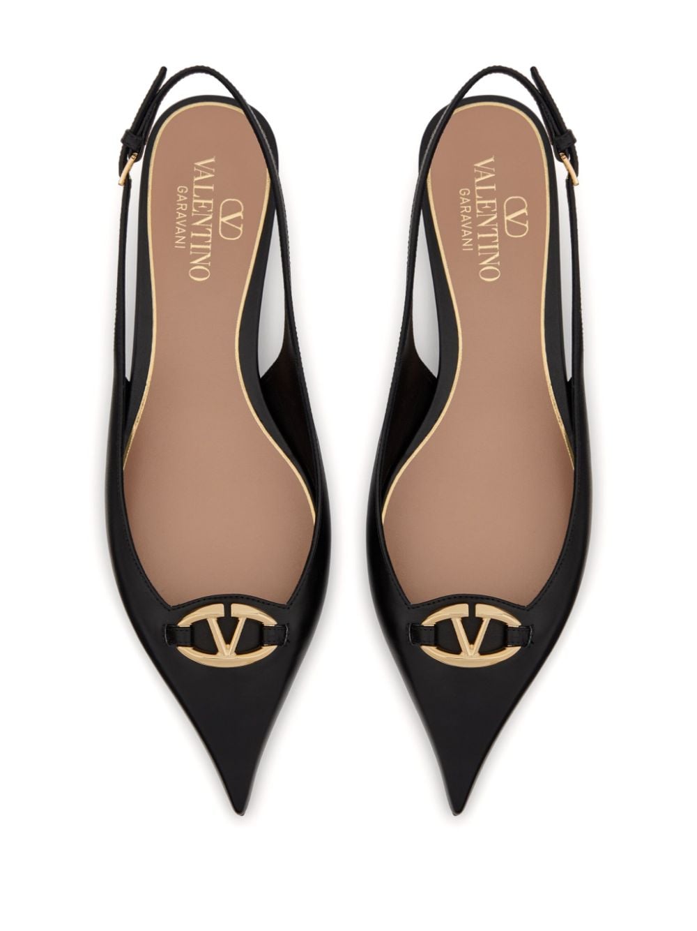 VALENTINO GARAVANI Black Leather Slingback Ballet Flats for Women - SS24 Collection