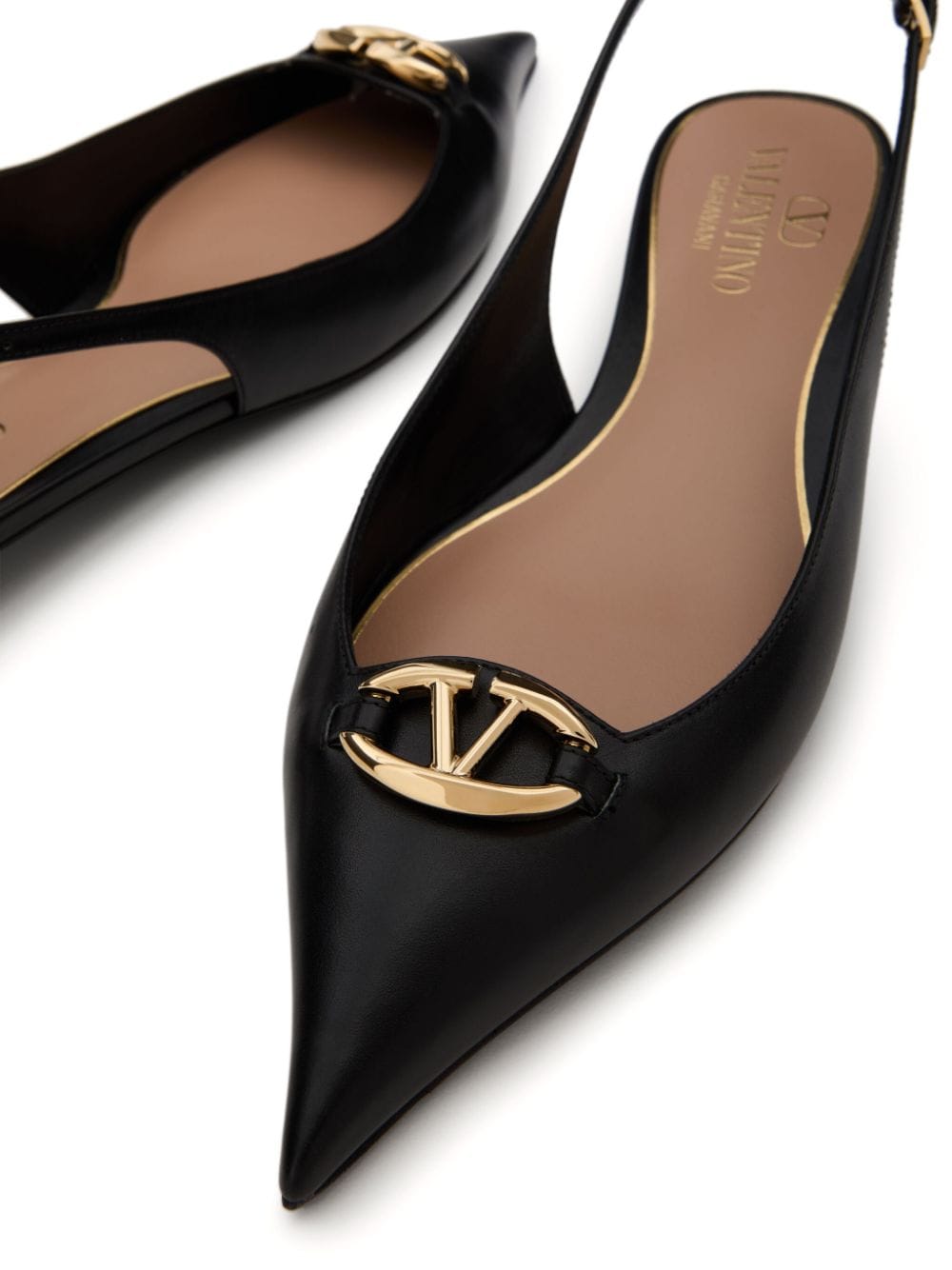 VALENTINO GARAVANI Black Leather Slingback Ballet Flats for Women - SS24 Collection