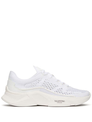 VALENTINO GARAVANI White Mesh Panel Sneakers with Chunky Rubber Sole for Women