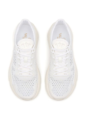 VALENTINO GARAVANI White Mesh Panel Sneakers with Chunky Rubber Sole for Women