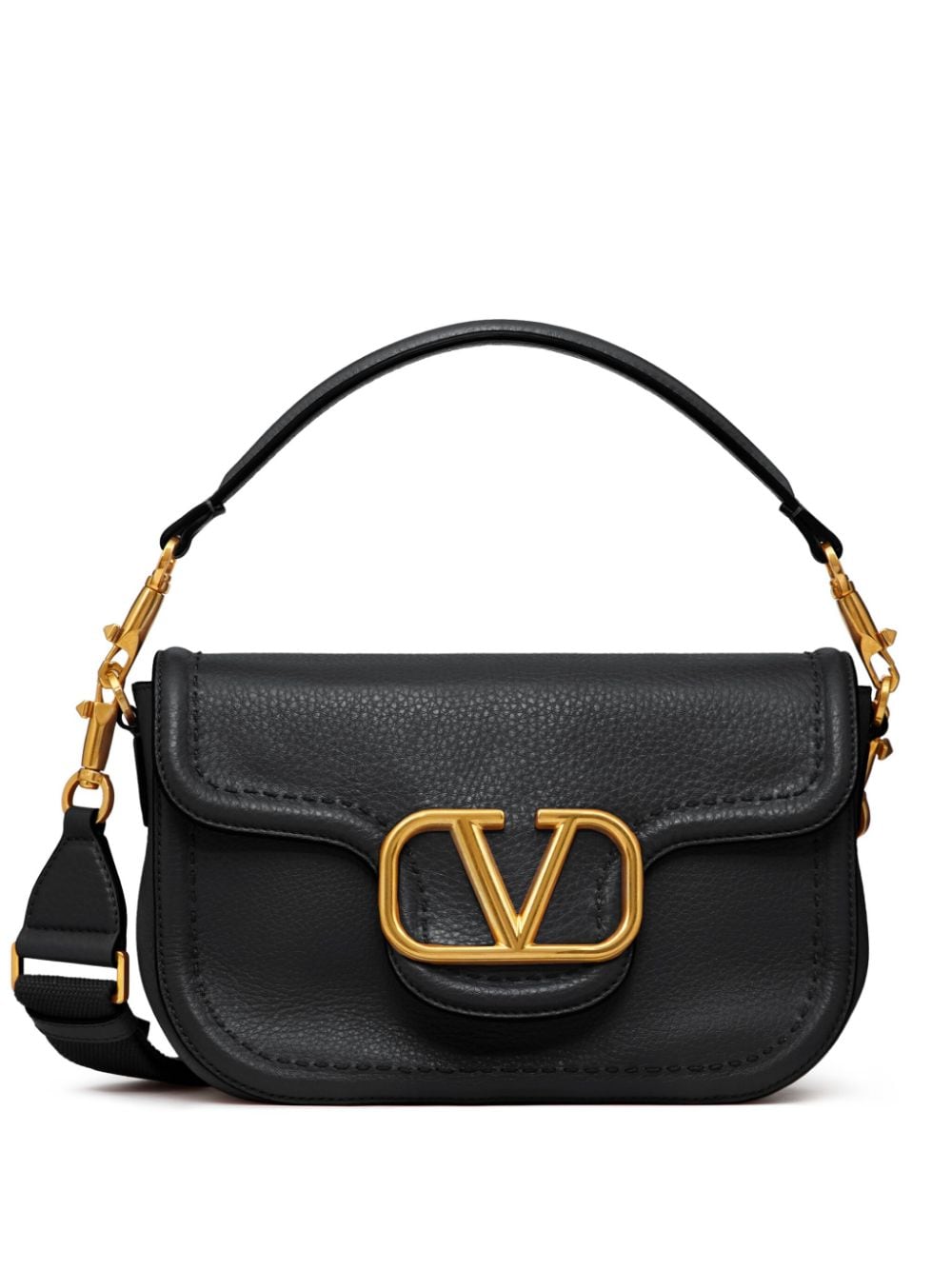 VALENTINO GARAVANI Leather Shoulder Handbag with Maxi Logo