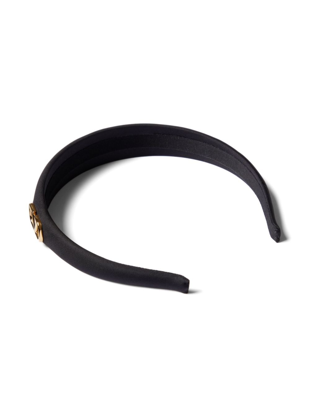 VALENTINO GARAVANI Thick Silk Headband with Gold-Tone Logo Plaque