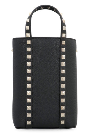 VALENTINO Chic Black Studded Leather Bucket Handbag for Women - SS24 Fashion