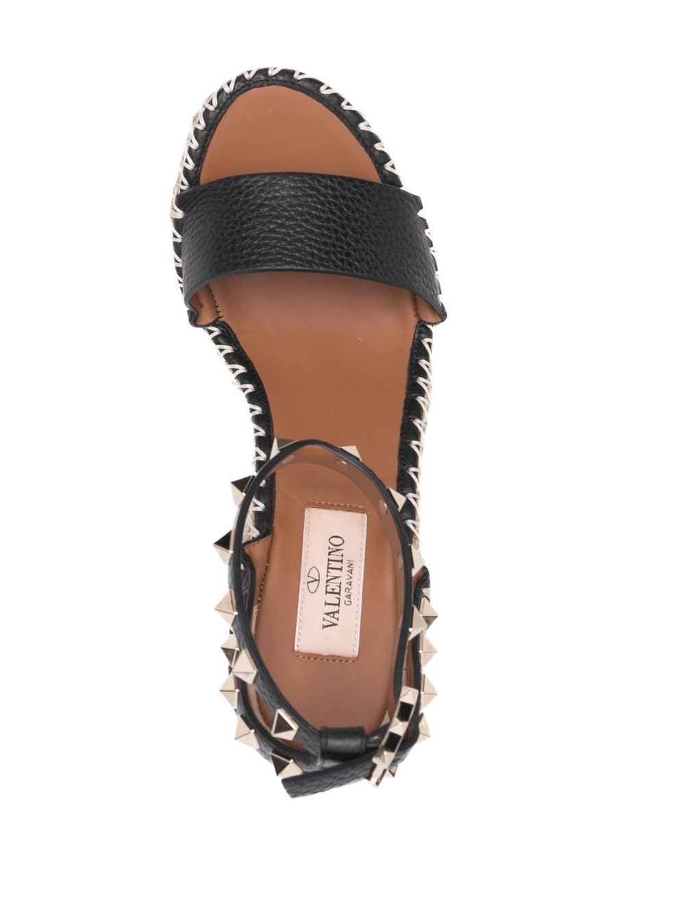 VALENTINO Studded Black Espadrille Wedges - SS24