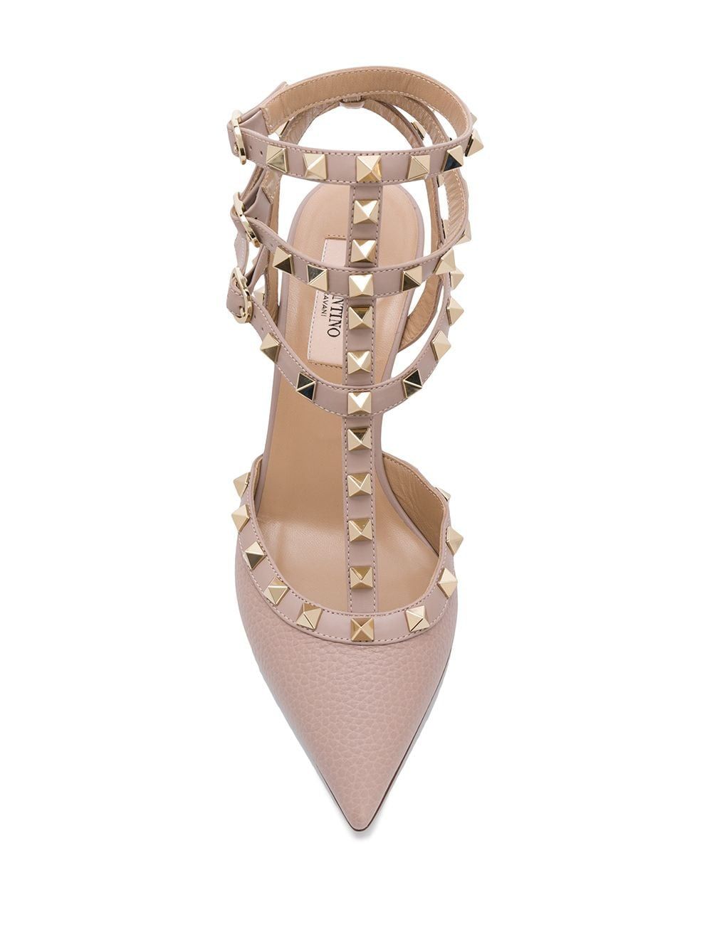 VALENTINO Platinum-Finish Stud Detailed Slingback Pumps