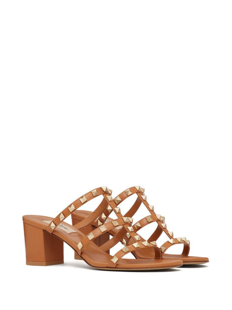 VALENTINO Luxurious Almondbeig Caged Leather Sandals for Women