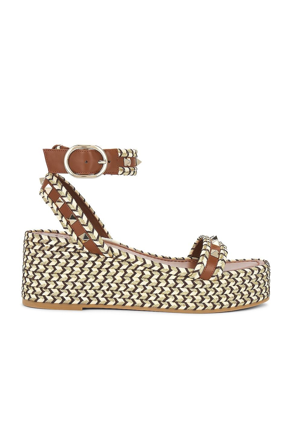 VALENTINO Black Rockstud Platform Espadrillas for Women