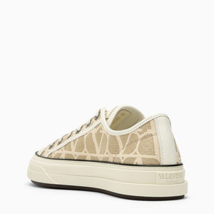 VALENTINO GARAVANI Beige and Ivory Jacquard Fabric Trainers for Women