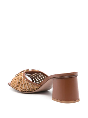 Giày Sandal Bằng Da Đế Khối Thấp