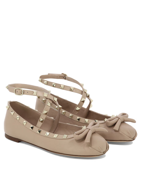 VALENTINO GARAVANI Rockstud Ankle Strap Ballet Flats