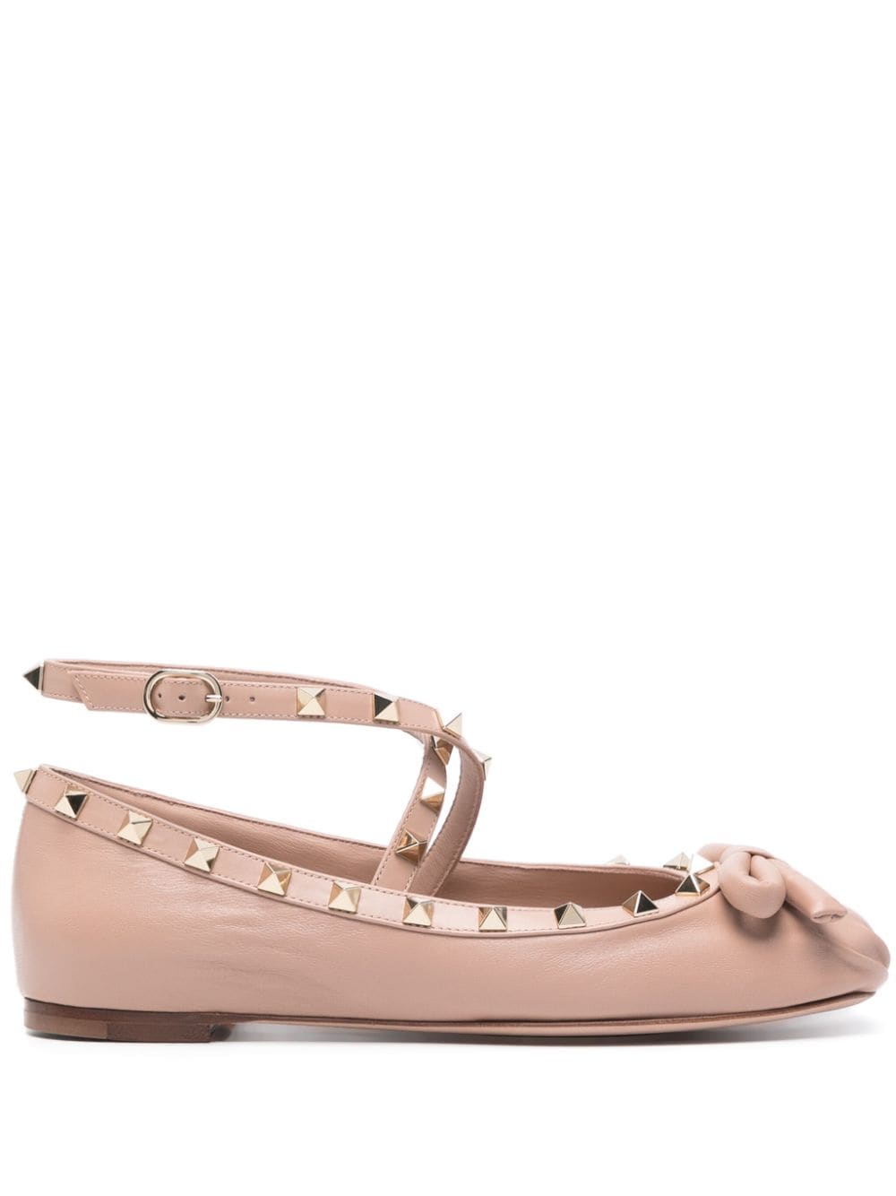 VALENTINO GARAVANI Rockstud Ankle Strap Ballet Flats