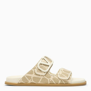 V Logo Signature Slide Sandals cho Nữ với màu Nude & Neutrals