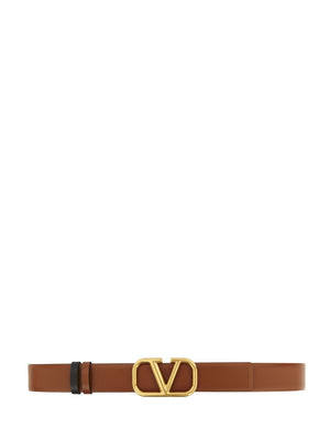 VALENTINO GARAVANI Reversible VLogo Signature Belt in Black/Brown - Women's Fashion Accessory