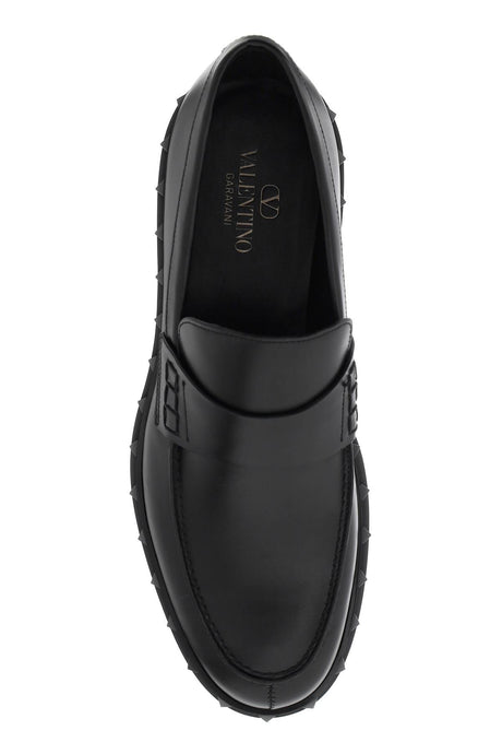 VALENTINO GARAVANI Men's Black Studded Loafers for SS24