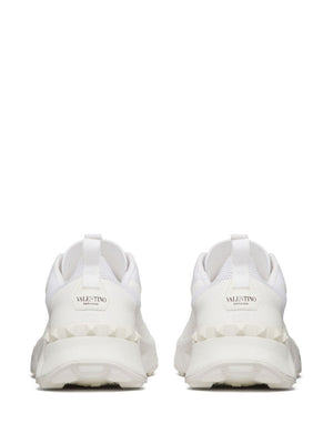 VALENTINO GARAVANI Men's White Leather Sneakers with Rockstud Detailing and Chunky Sole