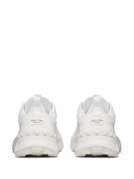 VALENTINO GARAVANI Men's White Leather Sneakers with Rockstud Detailing and Chunky Sole