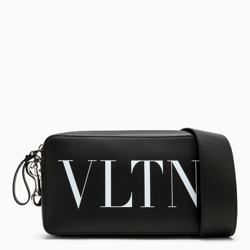 VALENTINO GARAVANI Men's Black VLTN Shoulder Handbag with Contrast Print