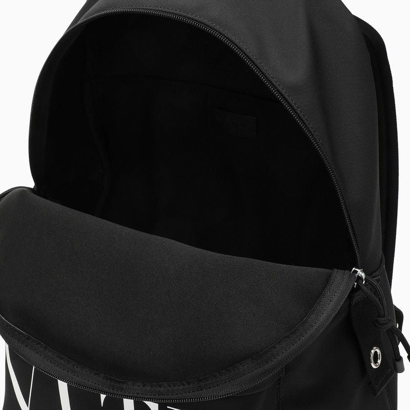 VALENTINO GARAVANI Men's Black VLTN Backpack for SS24 - Nylon with All-Over Logo Print and Frontal Pocket