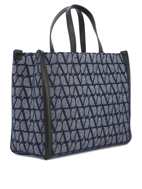 VALENTINO GARAVANI Blue Toile Iconographe Tote Handbag for Men
