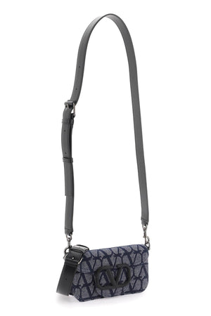 VALENTINO GARAVANI Navy Iconographe Mini Denim & Jacquard Shoulder Bag with Leather VLogo for Men