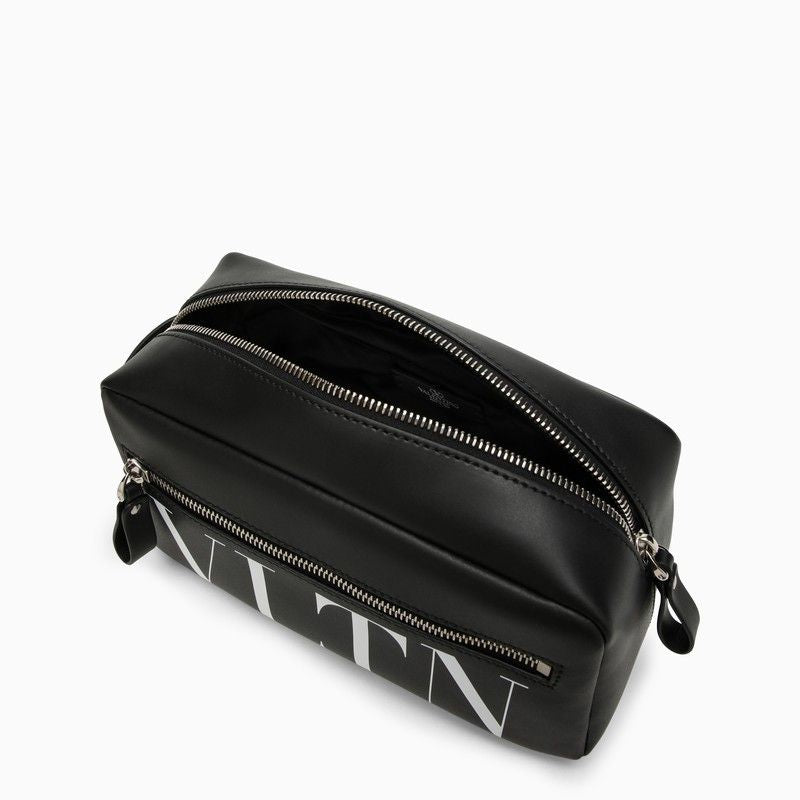 VALENTINO GARAVANI Black Leather Beauty Case for Men - SS24 Collection