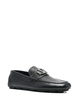 VALENTINO GARAVANI Signature VLogo Black Leather Loafers