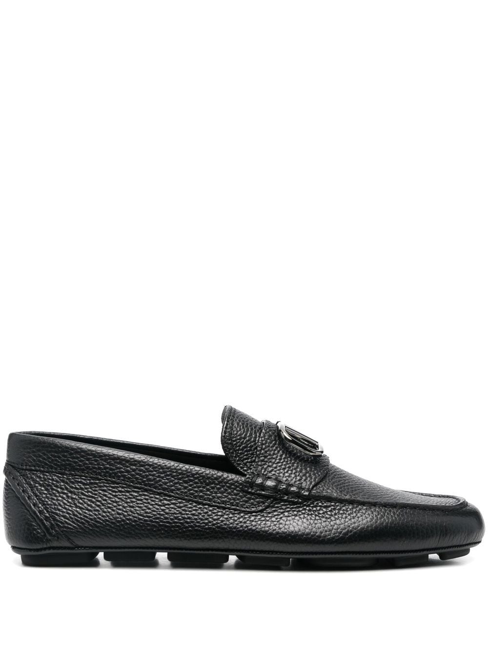 VALENTINO GARAVANI Signature VLogo Black Leather Loafers