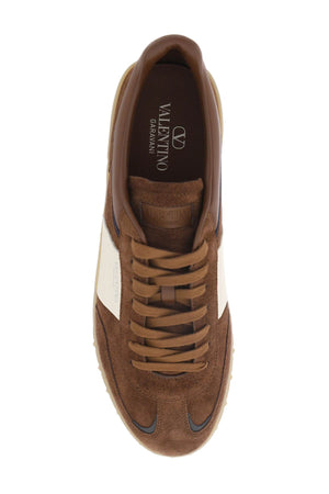 VALENTINO GARAVANI Beige and Black Leather Trainers for Men