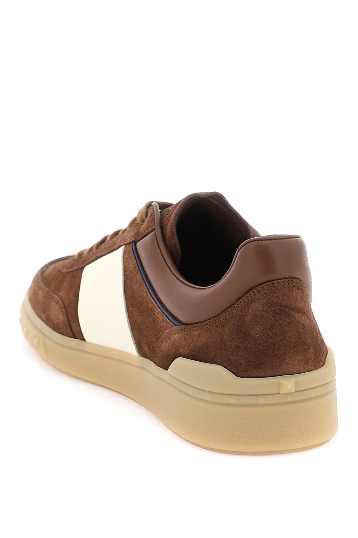 VALENTINO GARAVANI Beige and Black Leather Trainers for Men