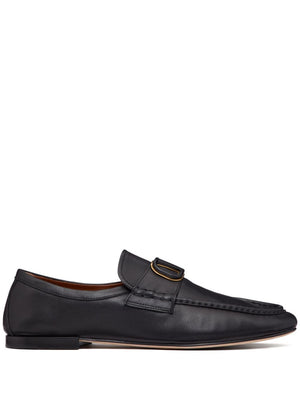 VALENTINO GARAVANI Men's Black VLogo Signature Leather Loafers for SS24