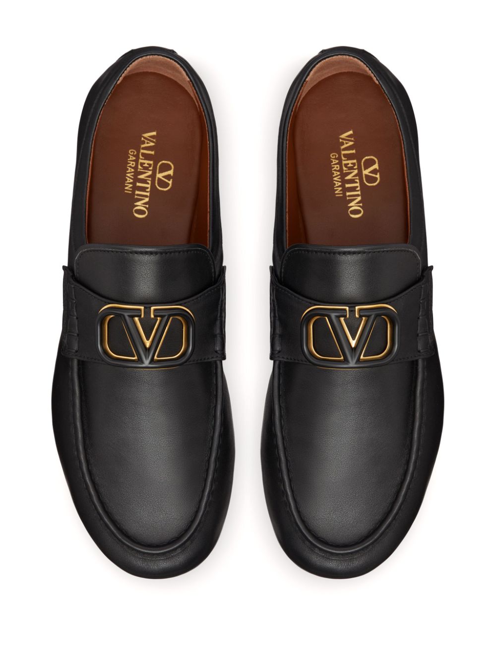 VALENTINO GARAVANI Men's Black VLogo Signature Leather Loafers for SS24