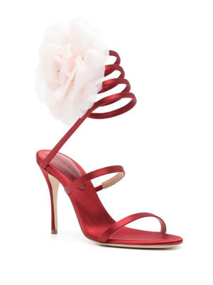 MAGDA BUTRYM Red Faux-Flower 105mm Sandals for Women