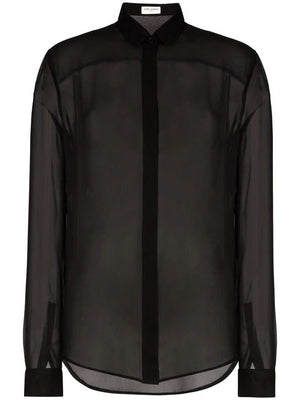 SAINT LAURENT Luxurious Black Silk Shirt for Women | FW23 Collection