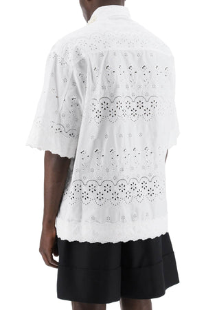 SIMONE ROCHA Scalloped Lace Shirt with Pearl Embellishments for Men