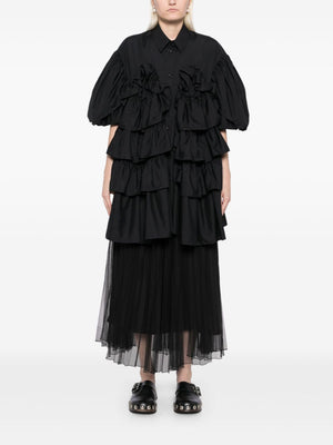 SIMONE ROCHA Ruffled Front Cotton Shirt with Balloon Sleeves