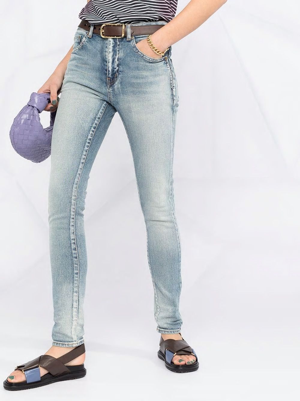 SAINT LAURENT Bright Blue Skinny 5 Pocket Jeans for Women - SS22 Collection