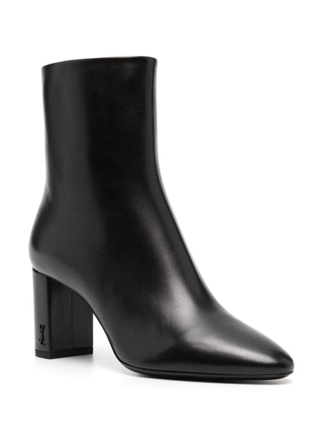 SAINT LAURENT Classic Black Leather Ankle Boots for Women