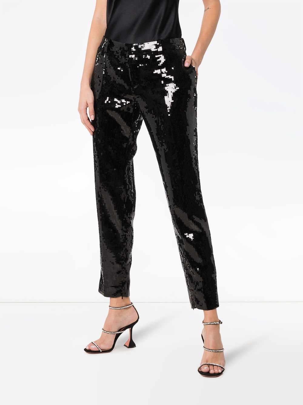 SAINT LAURENT Sequin Trousers for Women in Black for SS19