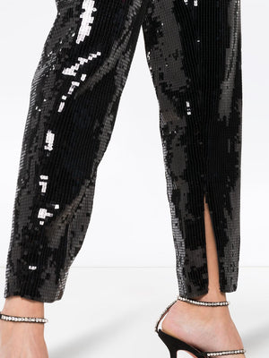 SAINT LAURENT Sequin Trousers for Women in Black for SS19